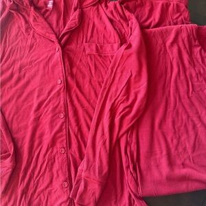 Skims Women's Red Button-Up Pajama Set